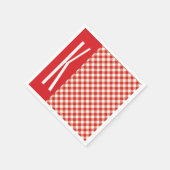 Serviette En Papier En vichy diagonale rouge et blanc. (Coin)