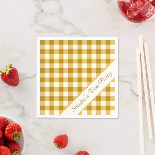 Serviette En Papier En vichy jaune (En situation)