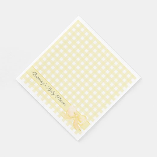 Serviette En Papier En vichy jaune avec serviettes en Baby shower Bow (Coin)