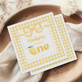 Serviette En Papier en vichy Lemon Thème 1er anniversaire