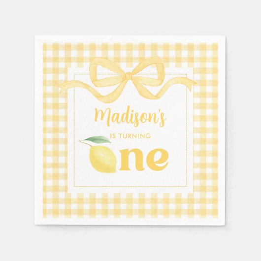 Serviette En Papier en vichy Lemon Thème 1er anniversaire (Devant)