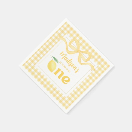 Serviette En Papier en vichy Lemon Thème 1er anniversaire (Coin)