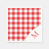 Serviette En Papier En vichy Monogramme Rouge Et Blanc (Devant)