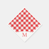 Serviette En Papier En vichy Monogramme Rouge Et Blanc (Coin)