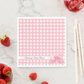 Serviette En Papier En vichy rose avec Baby shower en bois (En situation)