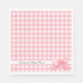 Serviette En Papier En vichy rose avec Baby shower en bois (Devant)