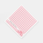 Serviette En Papier En vichy rose avec Baby shower en bois (Coin)