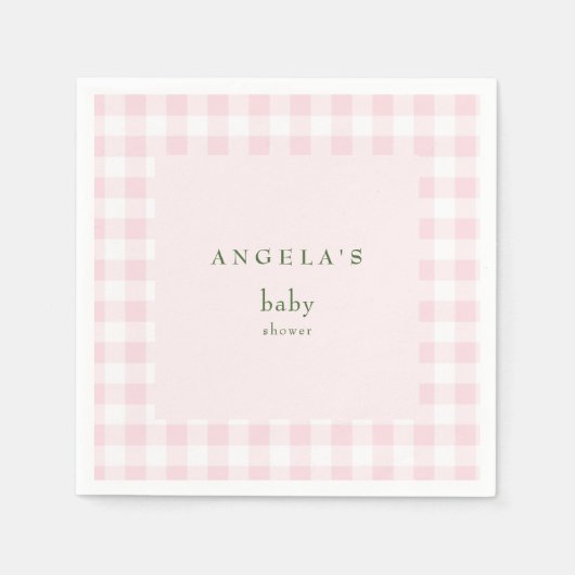 Serviette En Papier En vichy rose bébé fille douche (Devant)