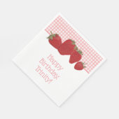 Serviette En Papier En vichy roses et fraises rouges (Coin)
