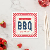 Serviette En Papier En vichy rouge et BBQ bleu (En situation)
