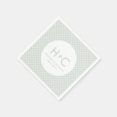 Serviette En Papier en vichy sauge vert initiales mariage répétition (Coin)