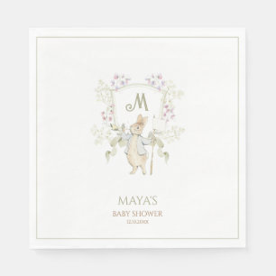 Serviette En Papier En vichy verte Genre Pierre le Baby shower lapin
