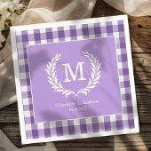 Serviette En Papier En vichy violet Monogram Crest Custom