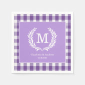 Serviette En Papier En vichy violet Monogram Crest Custom (Devant)