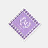 Serviette En Papier En vichy violet Monogram Crest Custom (Coin)