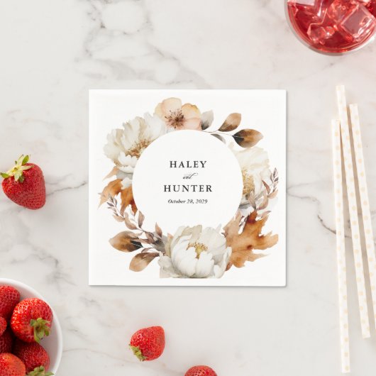 Serviette En Papier Enchanted Automne Rustique Blooms Mariage botaniqu (En situation)