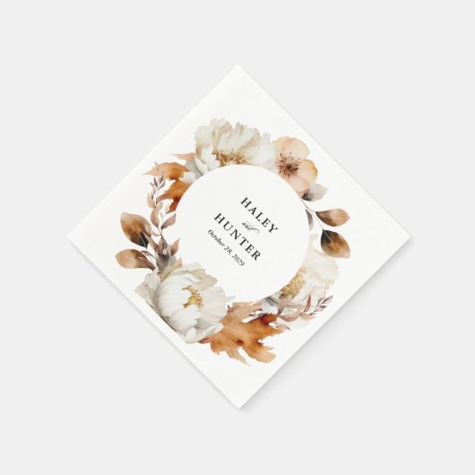 Serviette En Papier Enchanted Automne Rustique Blooms Mariage botaniqu (Coin)