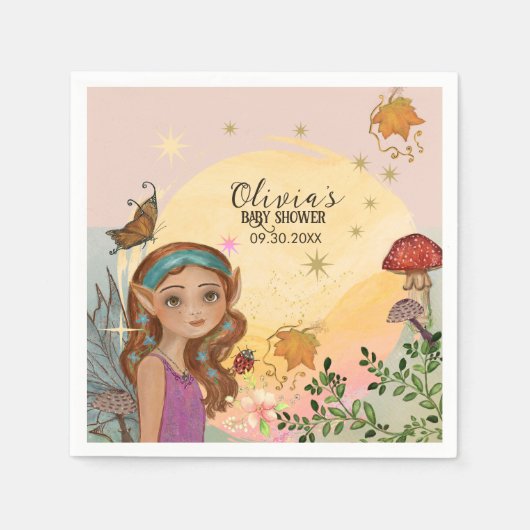 Serviette En Papier Enchanted Forêt d'automne Fée Baby (Devant)