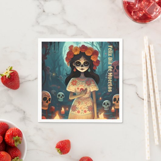 Serviette En Papier 🌹 Enchanter Catrina Die de Muertos 🌹 (En situation)