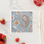 Serviette En Papier Enchanter Paisley Peach et Blue (En situation)