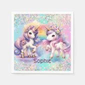Serviette En Papier Enchanter papier unicorne Napkin (Devant)