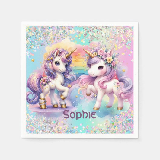 Serviette En Papier Enchanter papier unicorne Napkin (Devant)