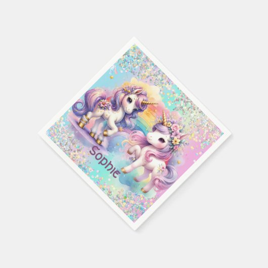 Serviette En Papier Enchanter papier unicorne Napkin (Coin)