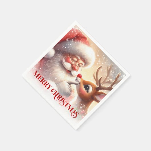 Serviette En Papier Enchanting Santa Rudolph Christmas Dinner Napkins (Coin)