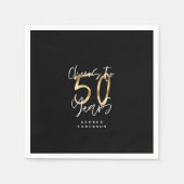 Serviette En Papier encourage à 50 ans moderne noir et or (Devant)
