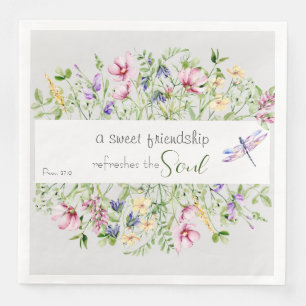 Serviette En Papier Encouragement Bible Verse Aquarelle Botanique