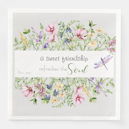 Serviette En Papier Encouragement Bible Verse Aquarelle Botanique (Devant)