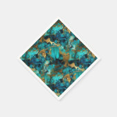 Serviette En Papier Encre d'alcool turquoise et or (Coin)