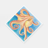 Serviette En Papier Encre d'aquarelle rouge orange octopus (Coin)