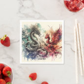 Serviette En Papier Encre Imaginaire Dragon Phénix (En situation)