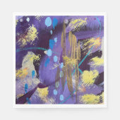 Serviette En Papier Energetic blue, purple, and gold abstract art (Devant)