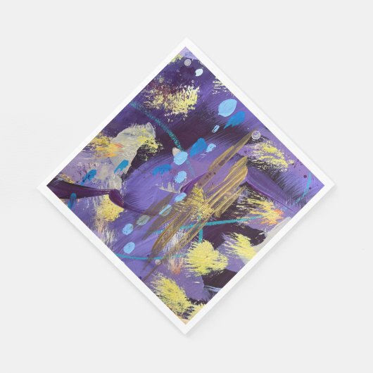 Serviette En Papier Energetic blue, purple, and gold abstract art (Coin)