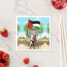 Enfant avec Keffiyeh Palestine Drapeau et olivier