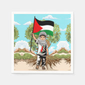 Serviette En Papier Enfant avec Keffiyeh Palestine Drapeau et olivier (Devant)
