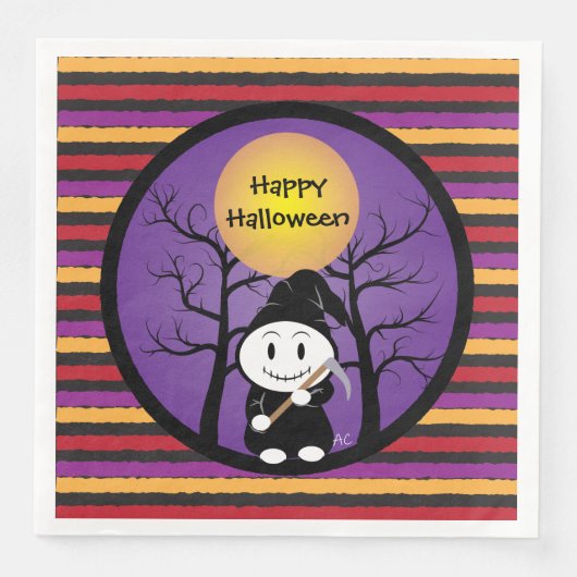 Serviette En Papier Enfant en costume Grim Halloween Papier serviettes (Devant)