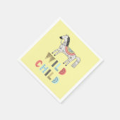 Serviette En Papier Enfant sauvage Cheval Scandinave Pastel Jaune (Coin)