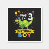 Serviette En Papier Enfants 3 ans Chemise 3e anniversaire Garçon T Rex (Devant)