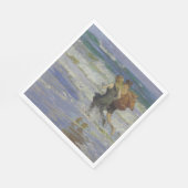 Serviette En Papier Enfants à la plage (par Edward Henry Potthast) (Coin)