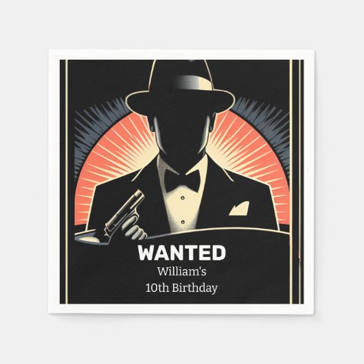 Serviette En Papier Enfants adultes 90s garçon Retro Mafia 10e anniver (Devant)