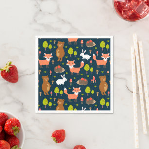 Serviette En Papier Enfants Amusants Forêt Animaux Lapin Lapin Lapin F