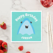 Serviette En Papier Enfants D'Anniversaire Du Requin En Mer (En situation)