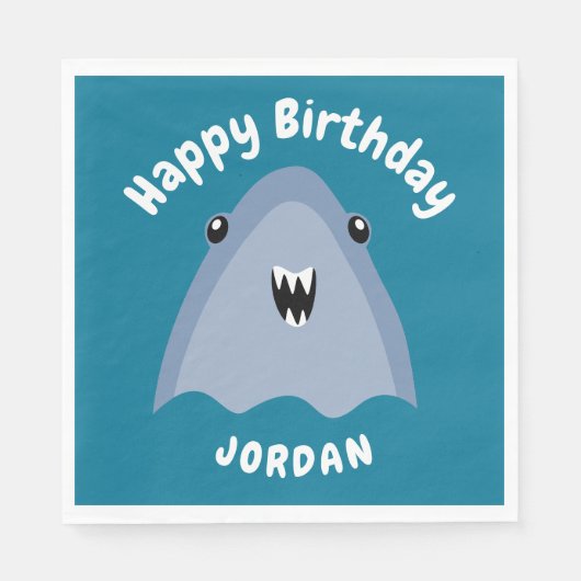 Serviette En Papier Enfants D'Anniversaire Du Requin En Mer (Devant)