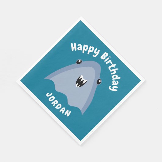 Serviette En Papier Enfants D'Anniversaire Du Requin En Mer (Coin)