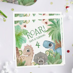 Serviette En Papier Enfants Dinosaures 4ème Anniversaire