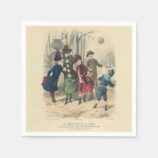 Serviette En Papier Enfants Famille Antique Victorienne Enfant (Devant)