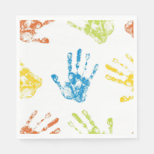 Serviette En Papier Enfants Handprints en peinture